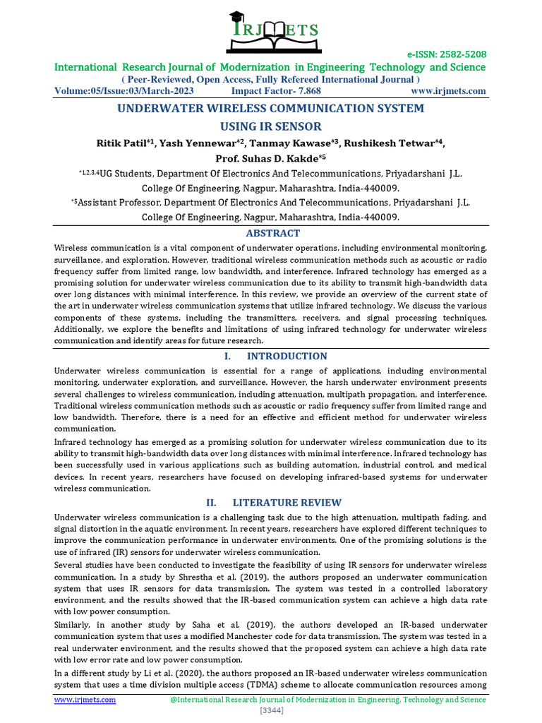 Underwater Wireless Communication with IR | PDF | Microcontroller ...
