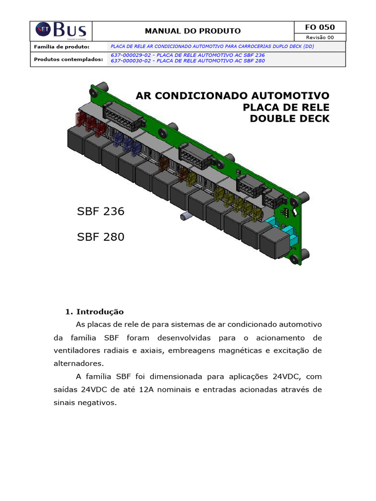 Placa de Rele SBF 236 e 280 para AC | PDF | Relé | Ar condicionado