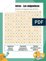 Sopa de Letras, Las Asignaturas