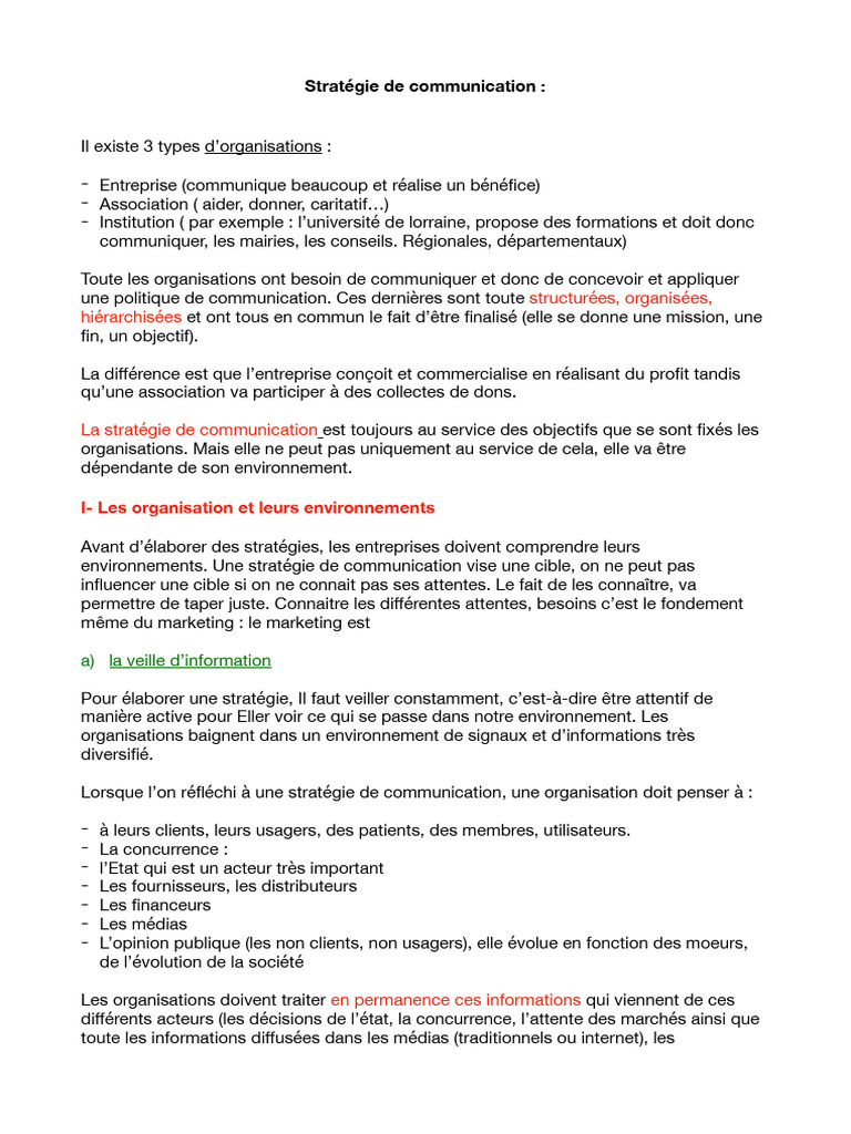 Stratégie de Communication | PDF | la communication | Média (Communication)
