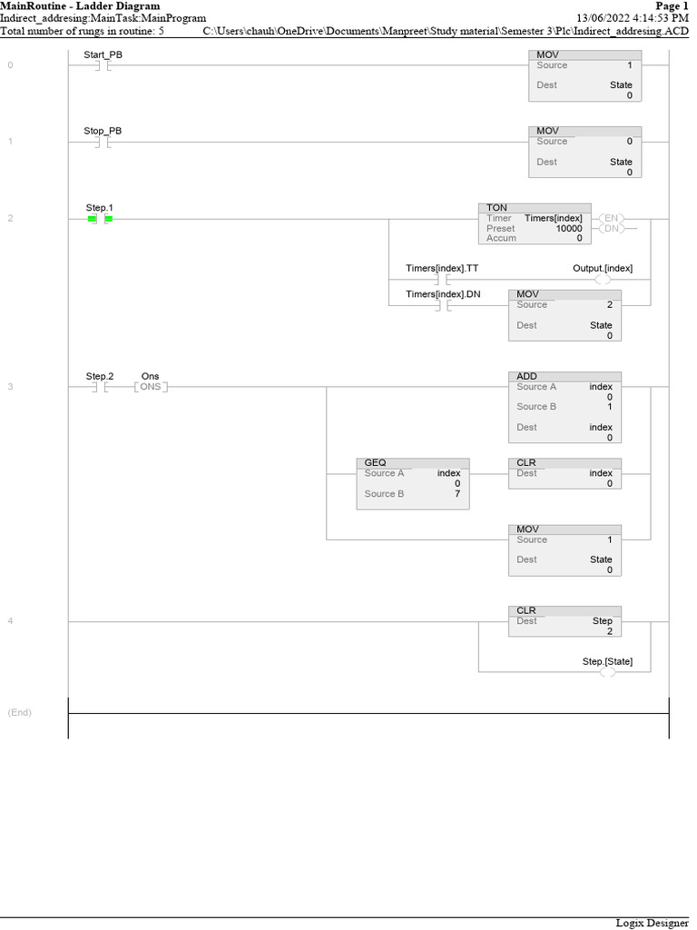 Ladder Diagram for PLC Main Routine | PDF | Computing | Computer ...