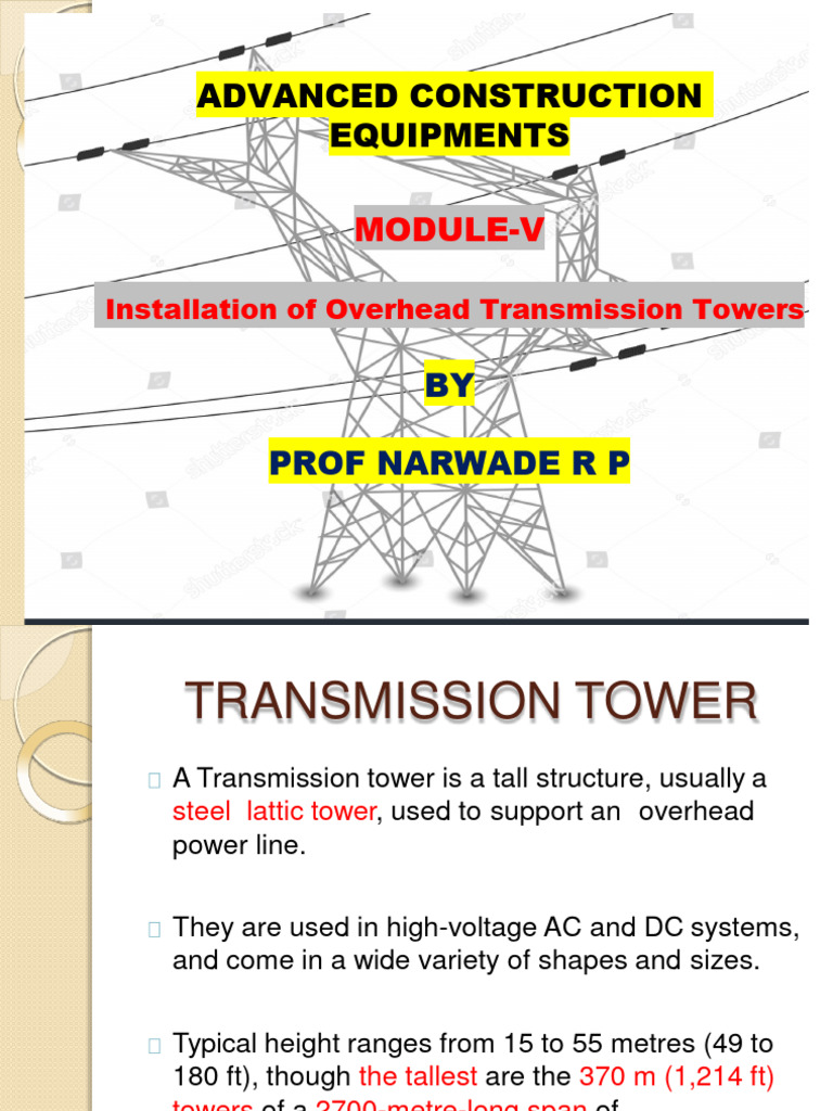 Installation of Overhead Transmission Towers | PDF | High Voltage ...
