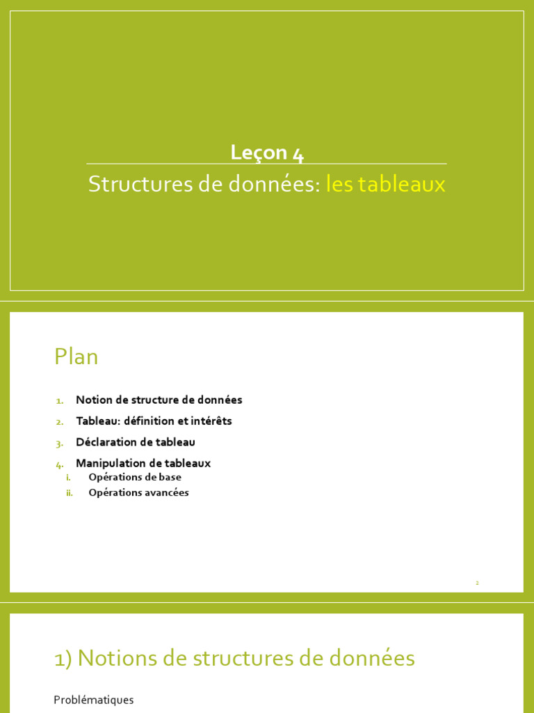Introduction aux Tableaux en Programmation | PDF | Structure des ...