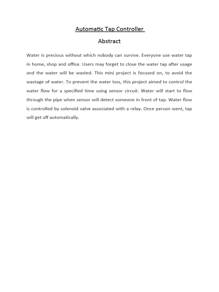 Automatic Water Tap Control System | PDF | Power Supply | Rectifier