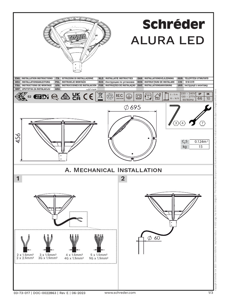 Schreder ALURA LED Installation Instructions RevE | PDF