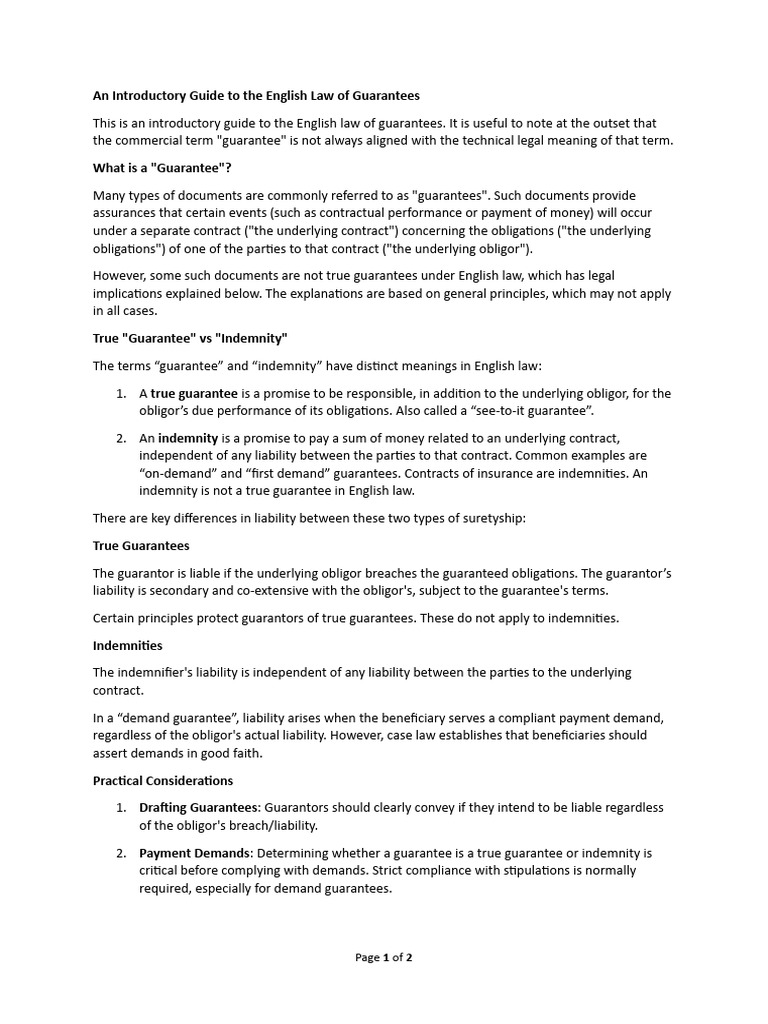 An introductory guide to the english law of guarantees v1 1 download