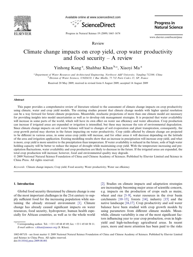 Climate Change Impacts On Crop Yield | PDF