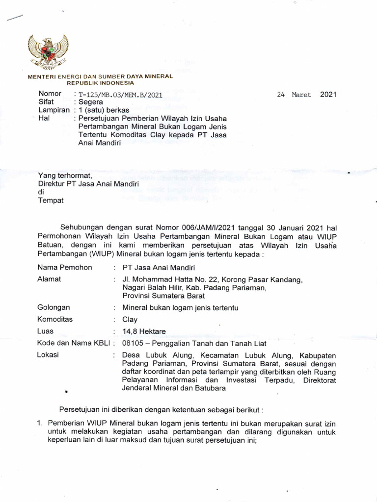 Pemberian Izin WIUP | PDF
