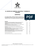 Certifica: El Centro de Comercio, Industria Y Turismo de Cordoba