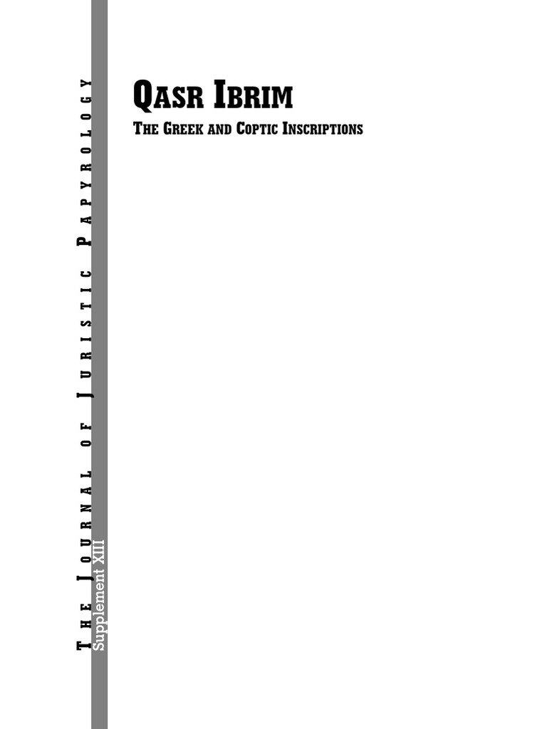 Qasr Ibrim. the Greek and Coptic Inscrip PDF Epigraphy