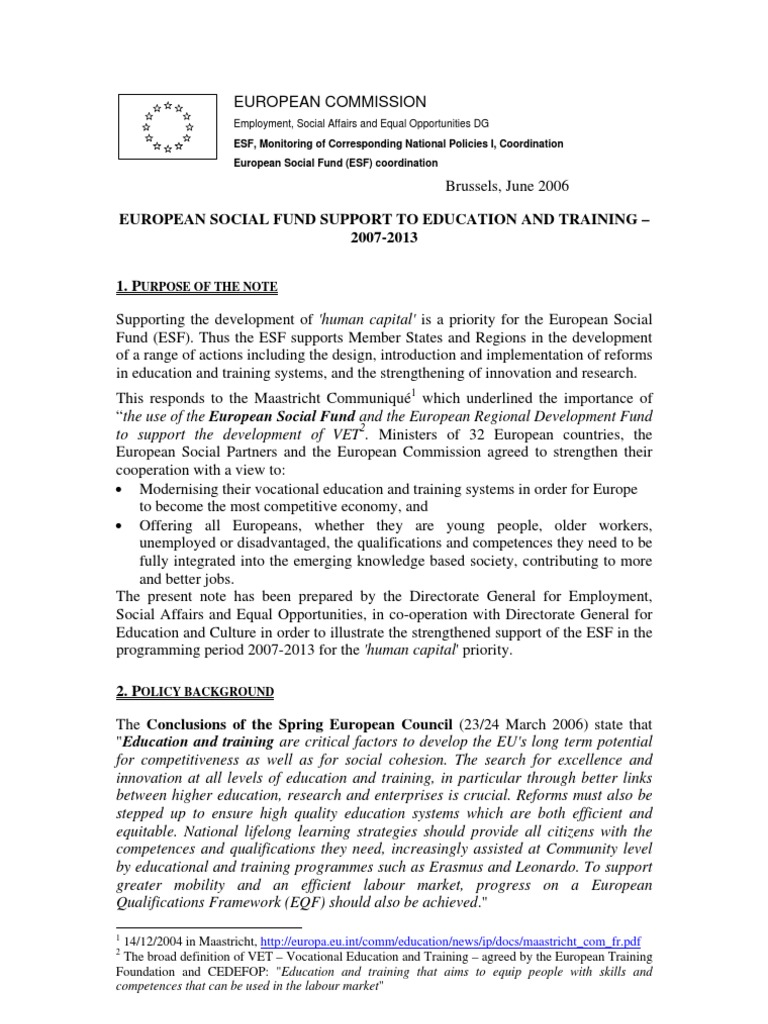 ESF Support for Education 2007-2013 | PDF | Vocational Education ...