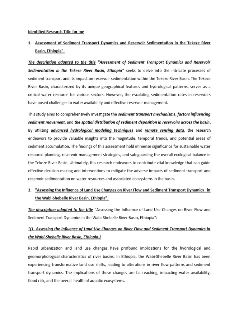 Identified Research Title For Me | PDF | Hydrology | Water Resources