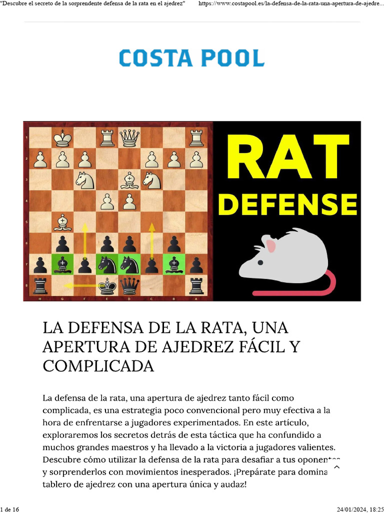 Defensa de la Rata en Ajedrez | PDF