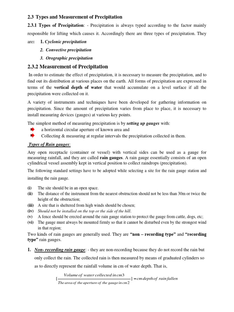 Types and Methods of Precipitation Measurement | PDF | Home & Garden ...