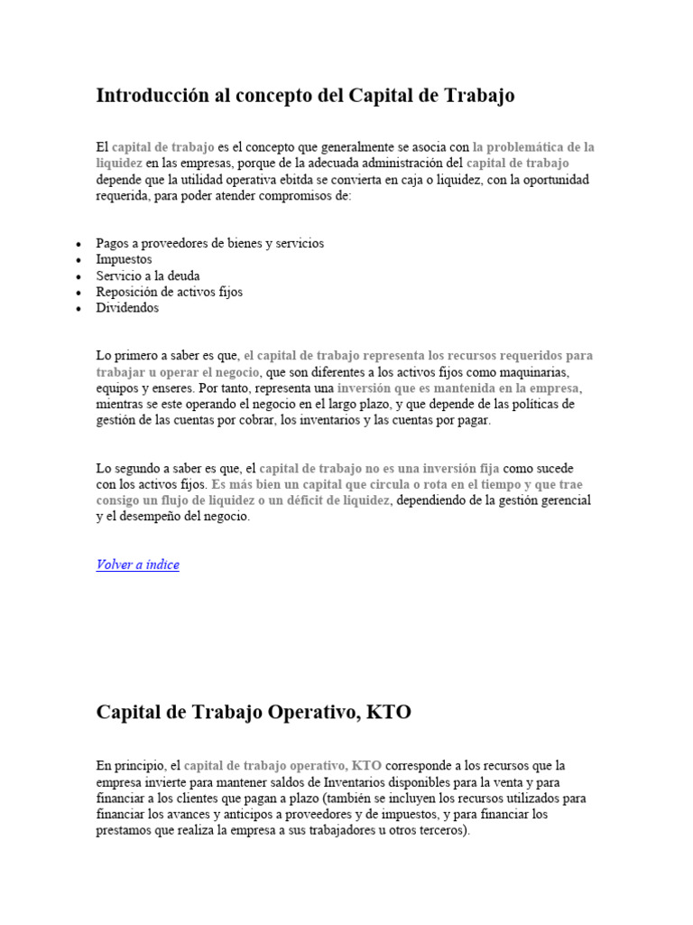 Introducción Al Concepto Del Capital de Trabajo | PDF | Capital de