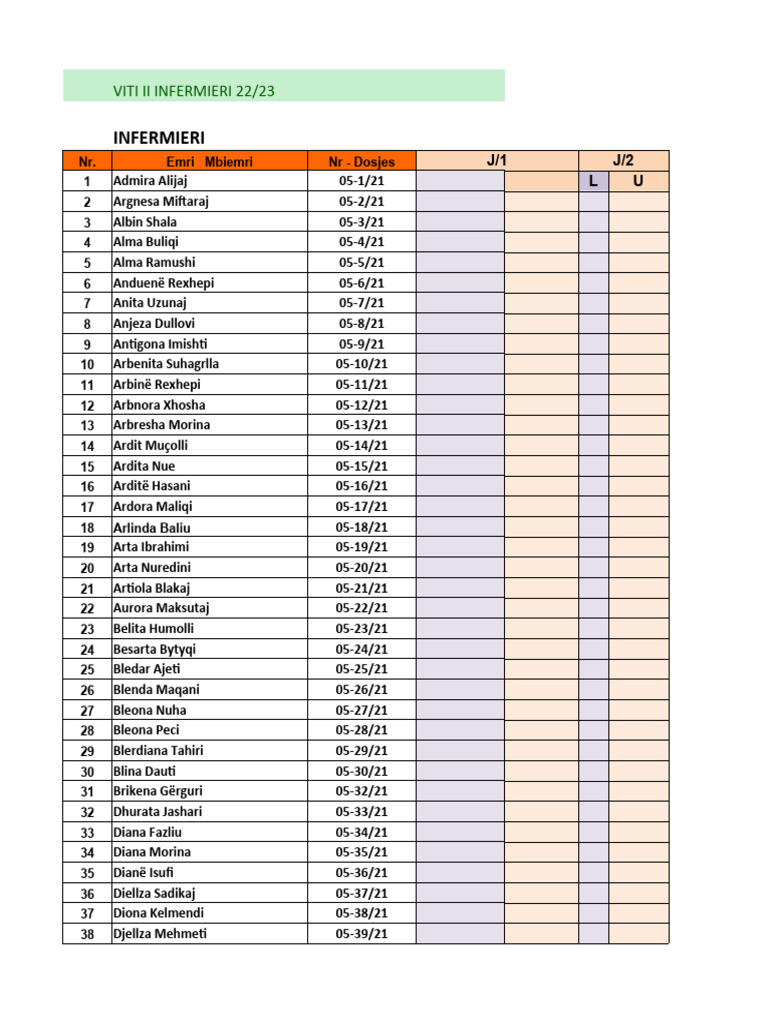 Nursing Student List 2022/23 | PDF