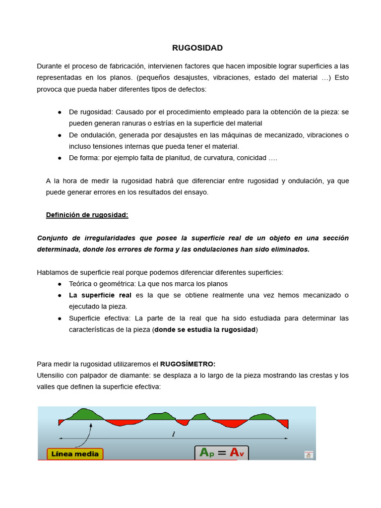 Rugosidad: Medición y Parámetro Ra | PDF