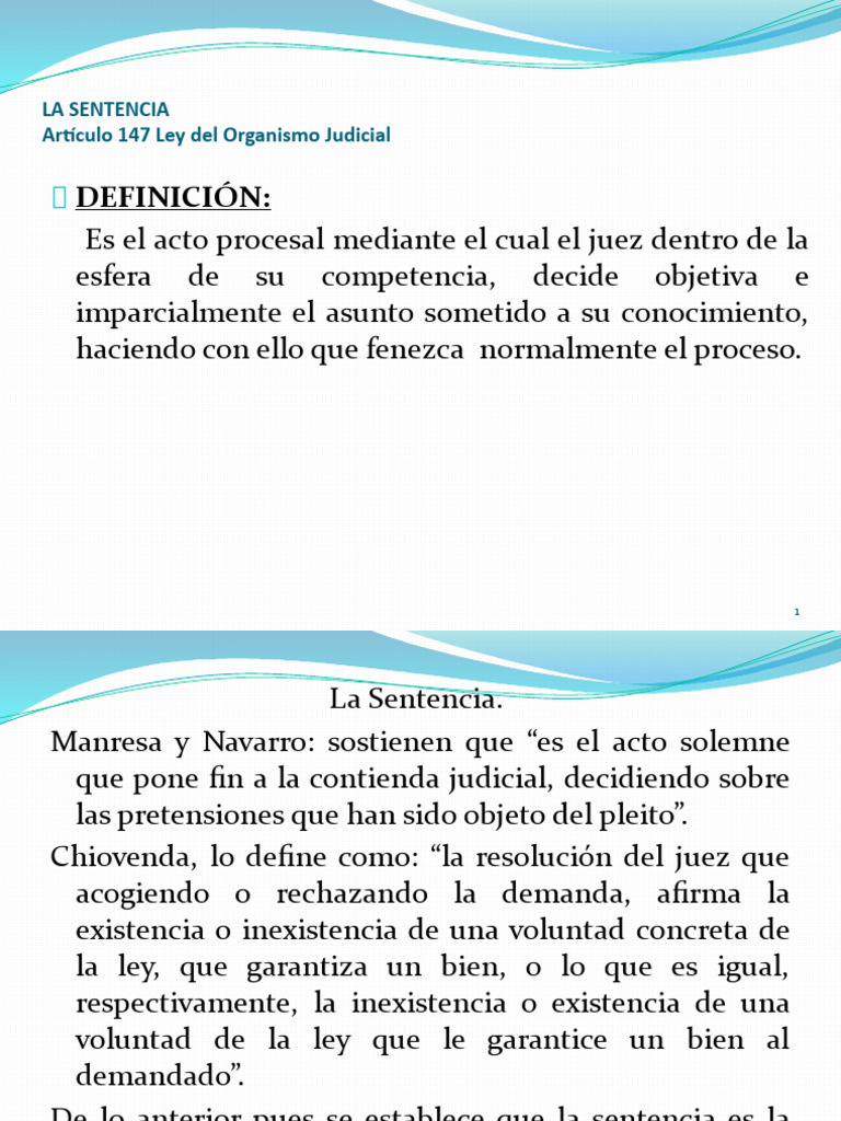 Naturaleza y Estructura de la Sentencia | PDF | Sentencia (ley) | Ley ...