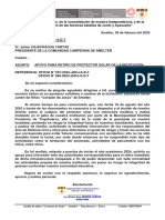 Oficio 003 Retiro de Protector Solar Presidente de La Comunidad