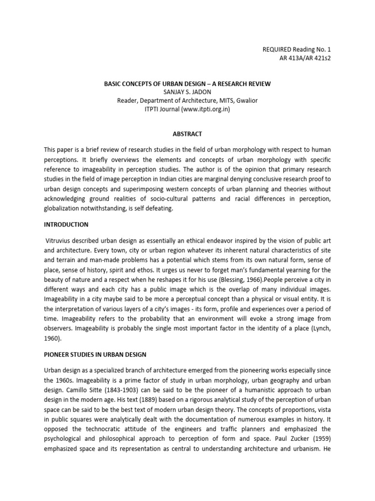 P2 - Reading1 - Basic Concepts of UD | PDF | Perception | Urban Design