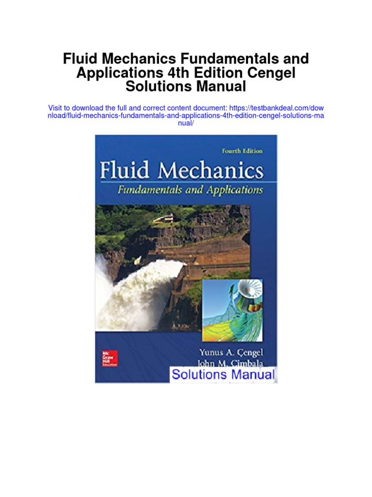 Fluid Mechanics Fundamentals and Applications 4Th Edition Cengel