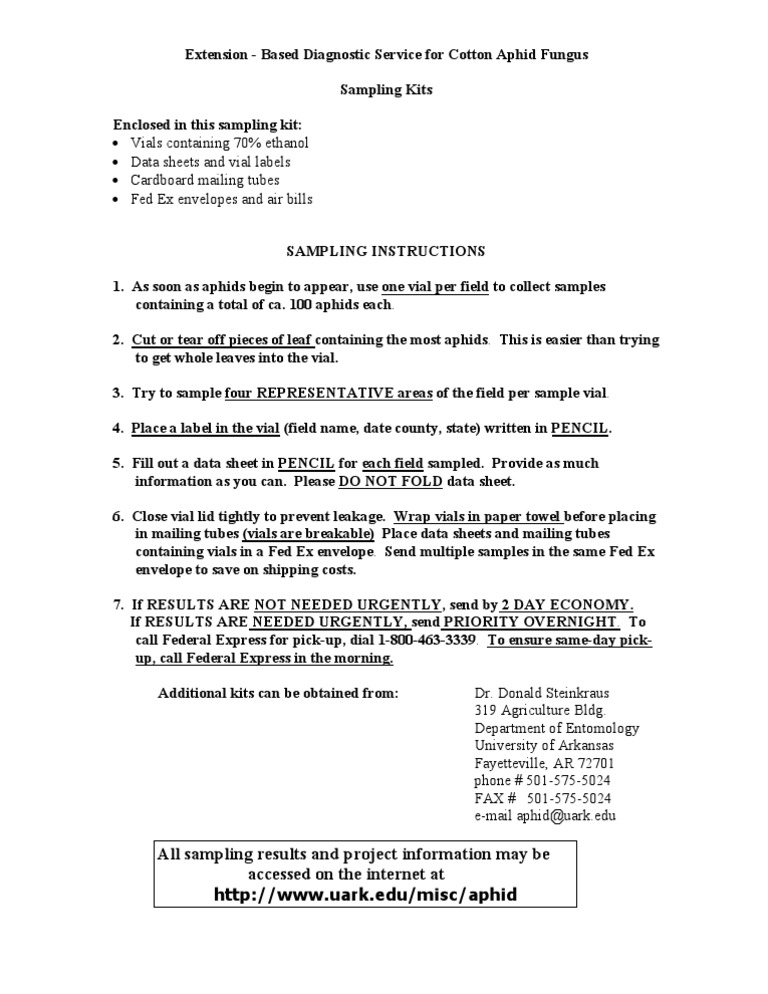 Sampling Instructions 2006 Pdf