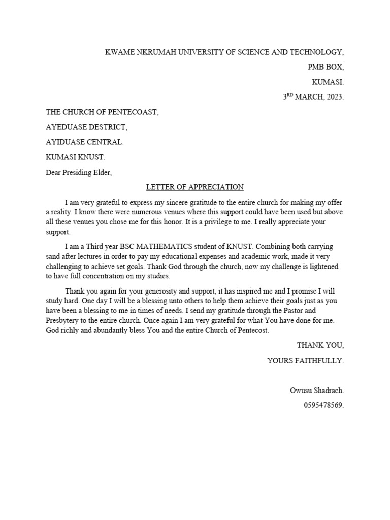 Letter of Appreciation | PDF