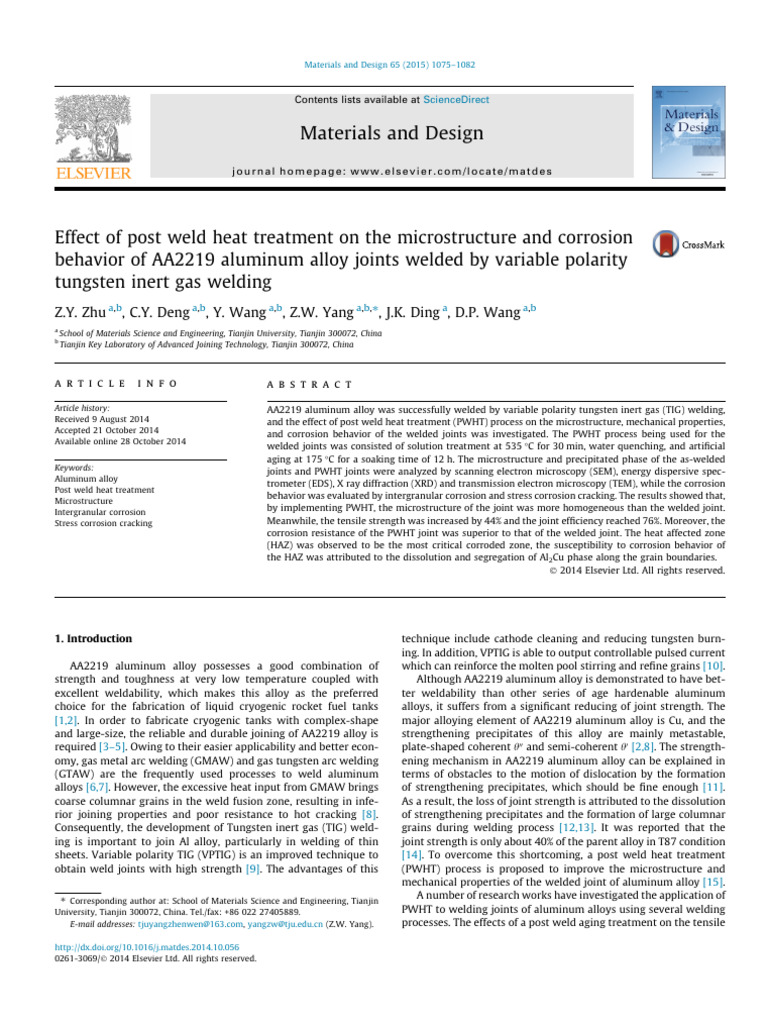 Materials and Design: Z.Y. Zhu, C.Y. Deng, Y. Wang, Z.W. Yang, J.K ...