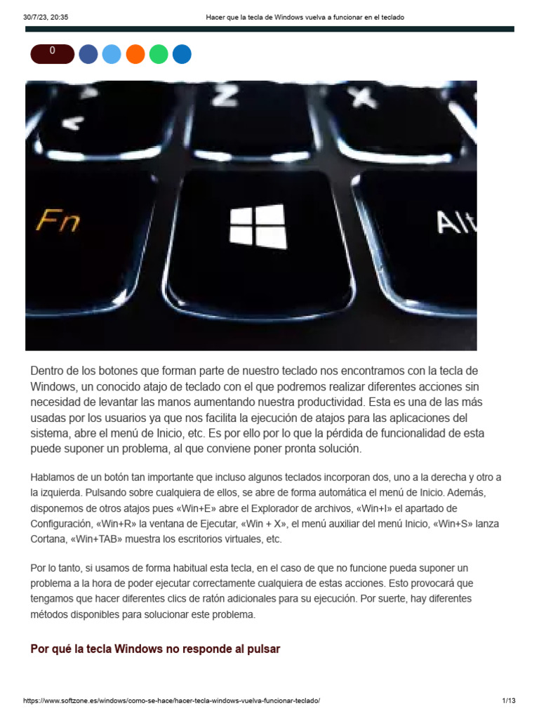 Hacer que la tecla de Windows vuelva a funcionar en el teclado | PDF ...