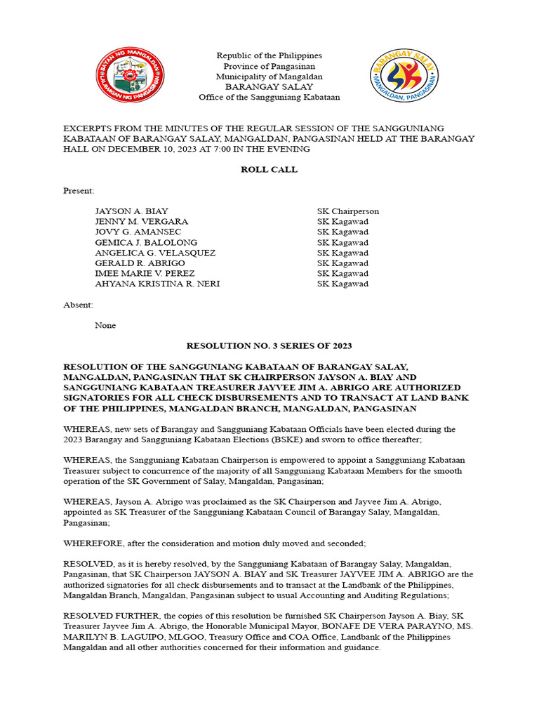 Resolution No. 3 | PDF | Government