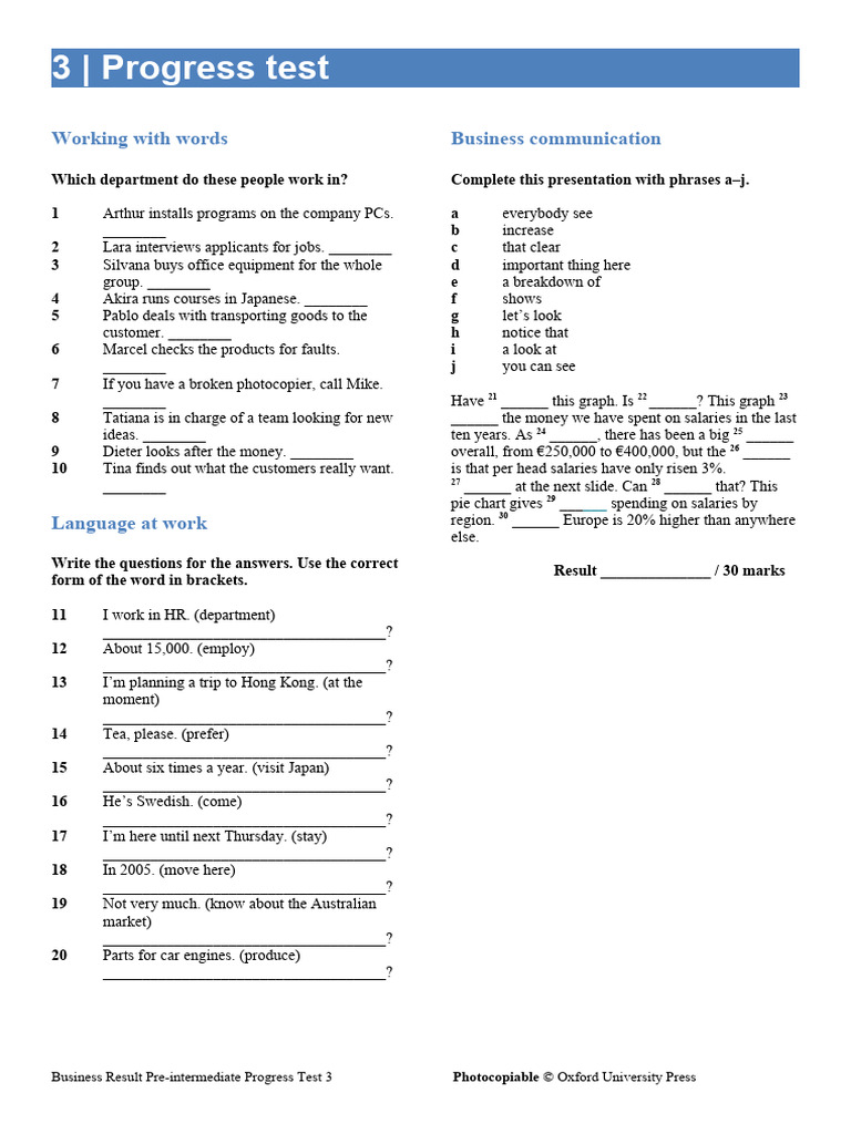 Business Communication Progress Test 3 | PDF | Business Process ...