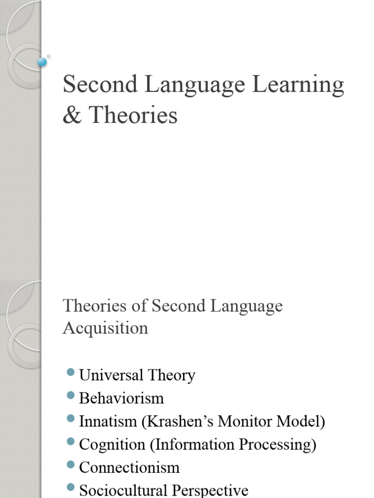 Chapter 4 - Second Language Learning & Theories | PDF