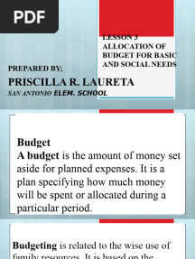 TLE 6 PPT Q3 - Allocation of Budget For Basic and Social Needs
