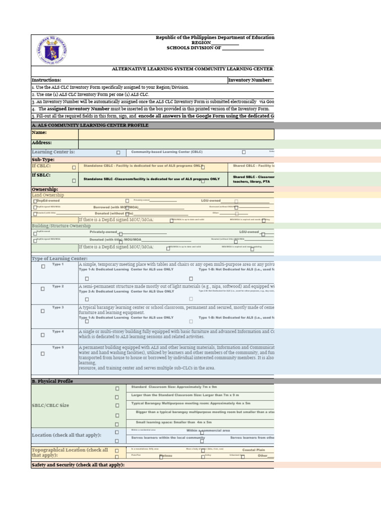 ALS Community Learning Center Inventory | PDF | Internet Access | Hazards