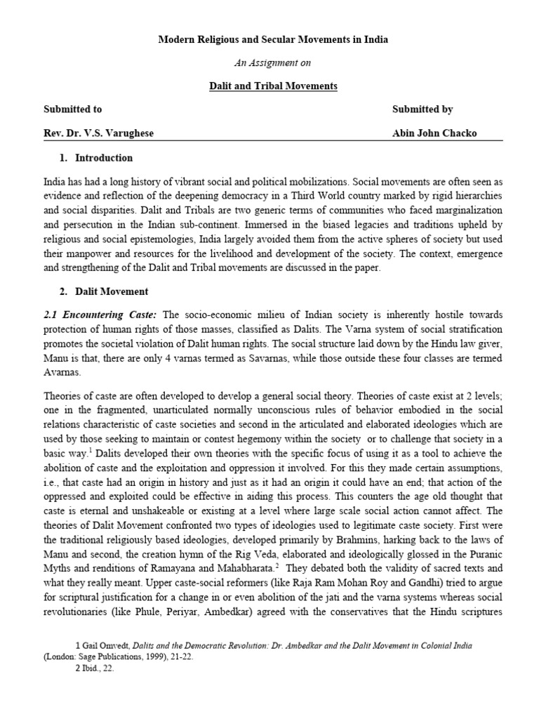 Dalit and Tribal Movements in India | PDF | Religion & Spirituality