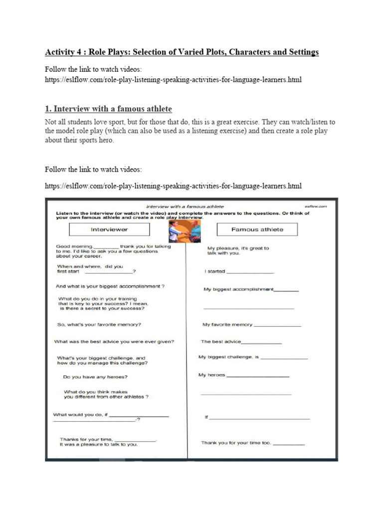 Unit 2 Speaking Skills Exp 4 Role Plays Pdf