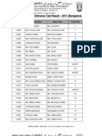 Polytechnic Entrance Test Result - 2011 (Bangalore) : Maulana Azad National Urdu University