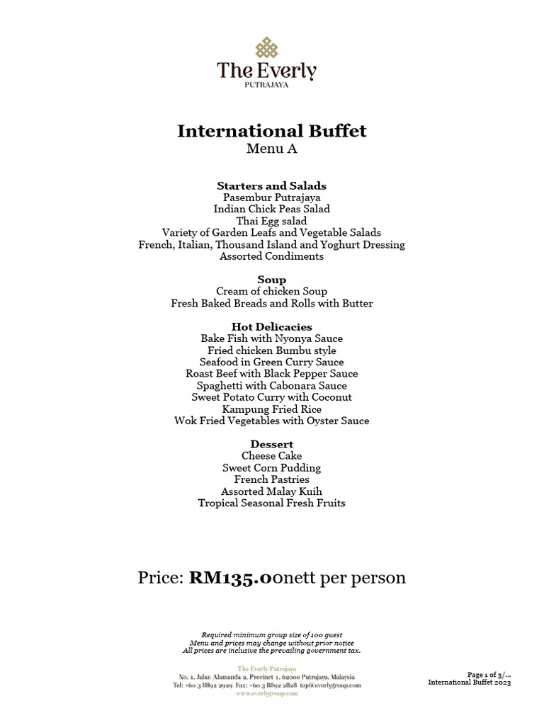 International Buffet 2023 | PDF | Salad | Sauce