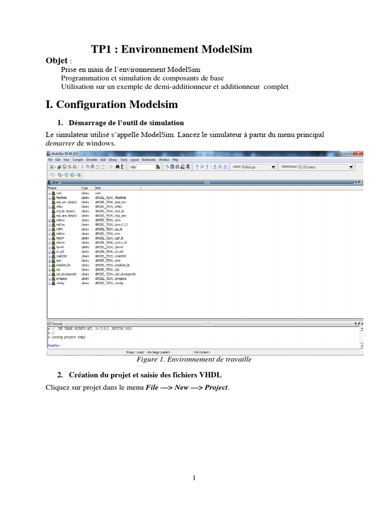 Prise en main de ModelSim en VHDL | PDF