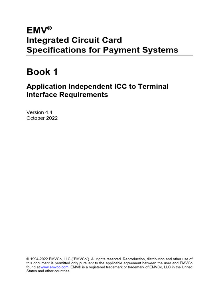 EMV v4.4 Book 1 ICC To Terminal Interface | PDF | Emv | Cryptography