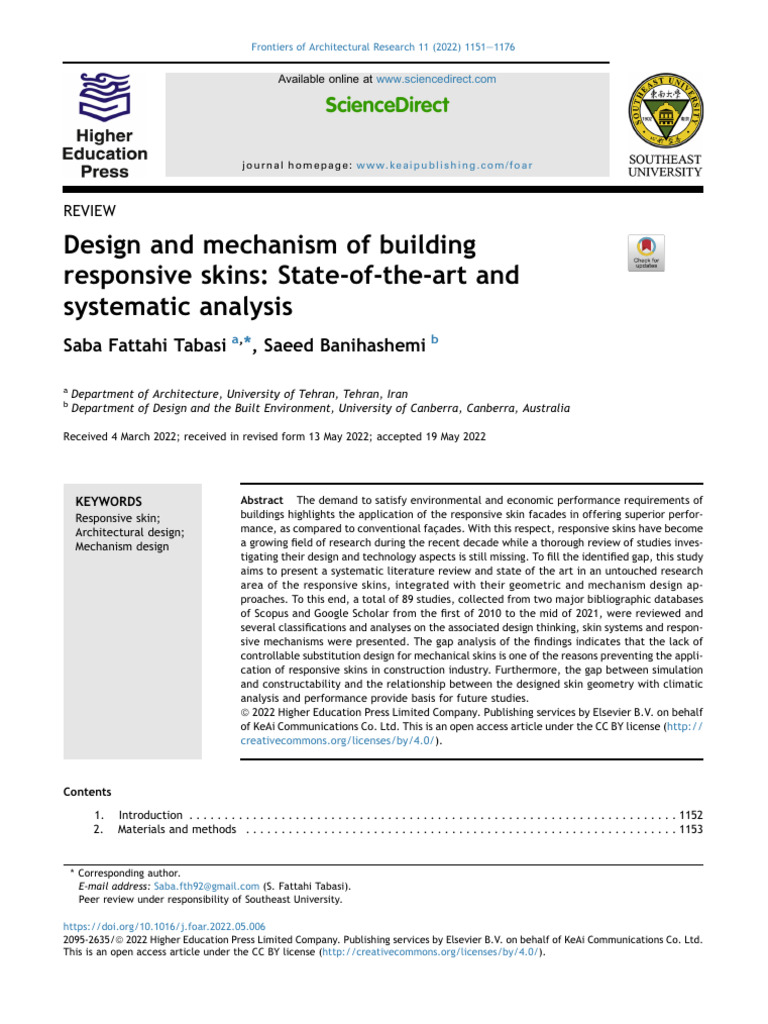 Design And Mechanism Of Building Responsive Skins State Of The Art