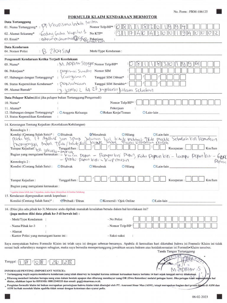 FormKlaim FRM-1061250001 | PDF