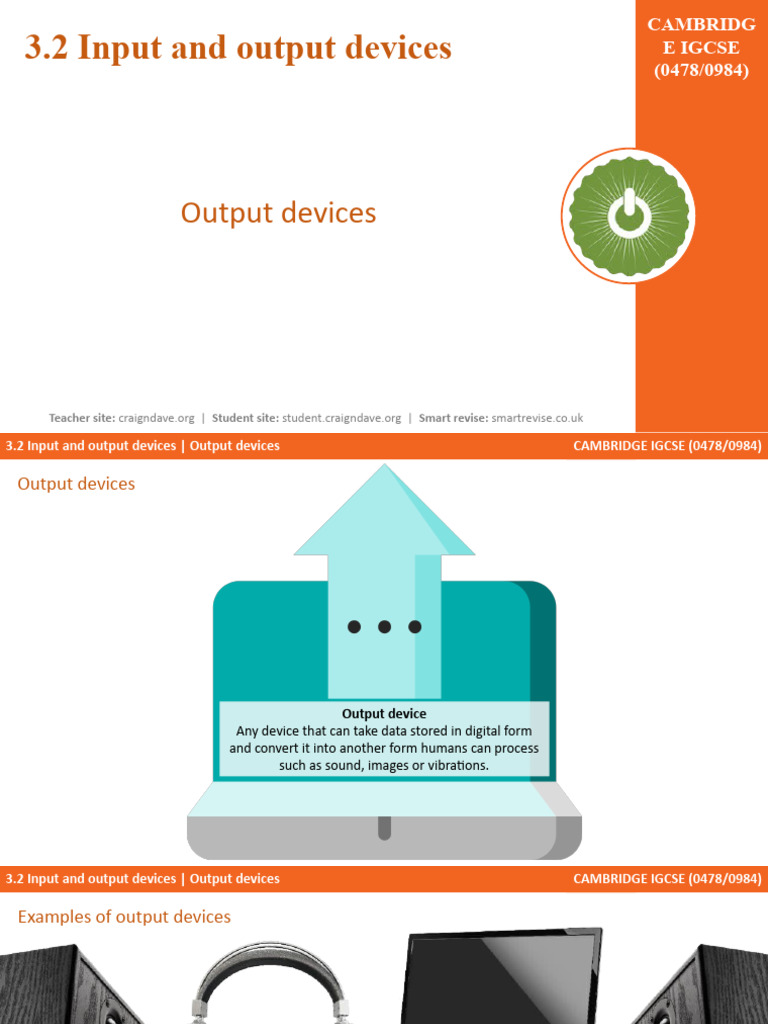 Cambridge Igcse (0478-0984) 3.2 Output Devices | PDF | Printer ...