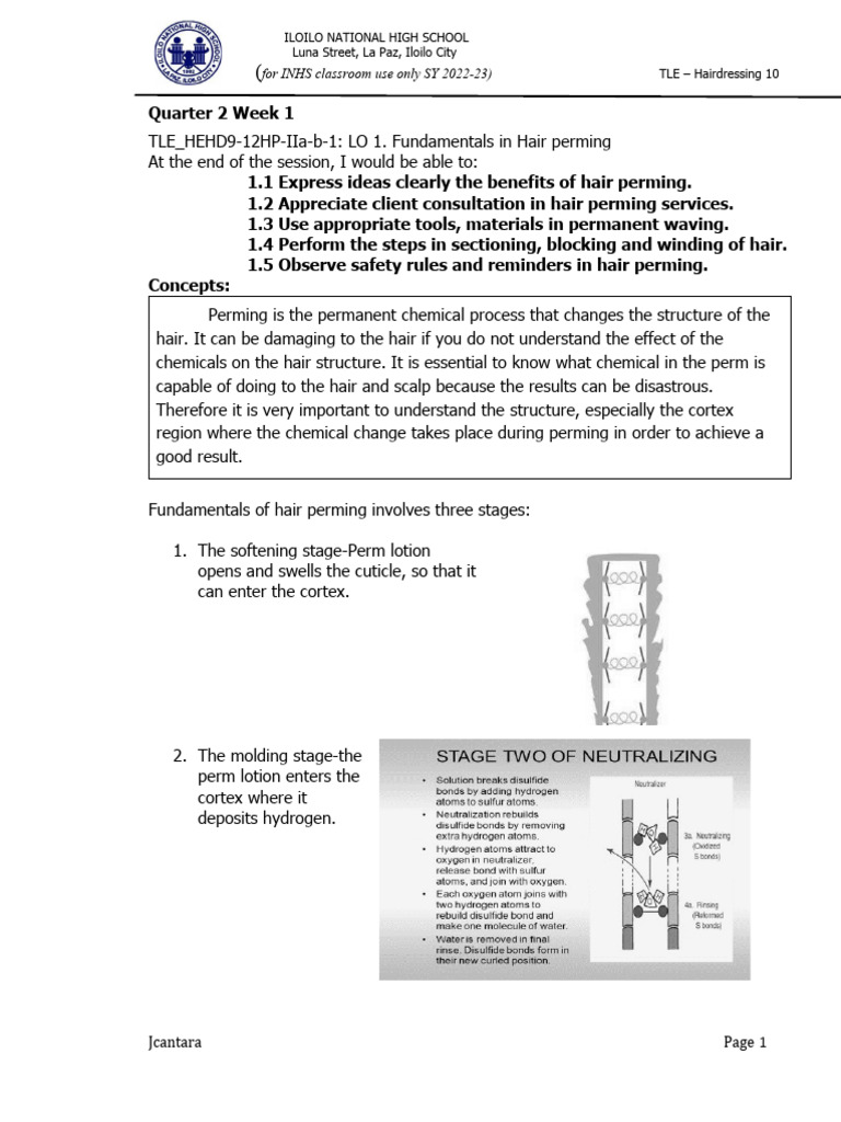 Quarter 2 SLK TLE 10 HAIRDRESSING PDF Hair Hairdresser