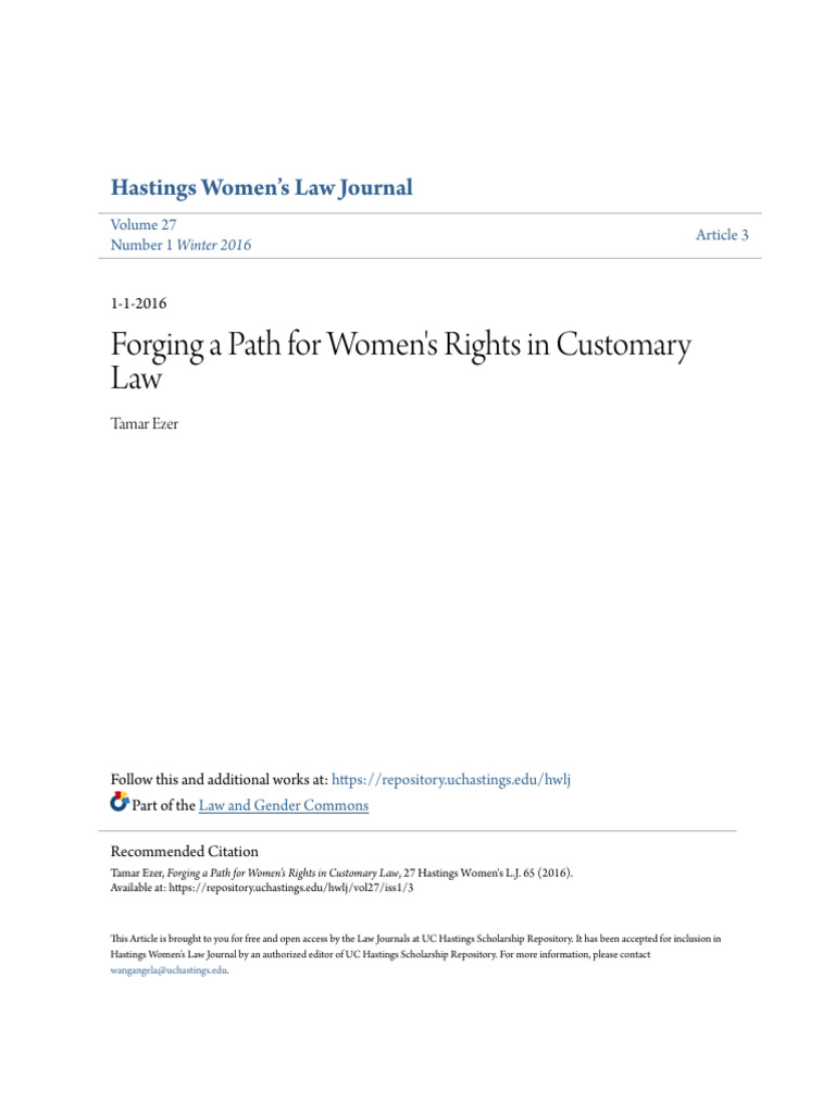 Women's Rights in Customary Law | PDF | Women's Rights | Discrimination ...