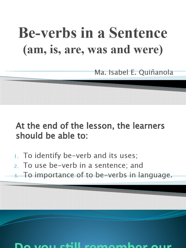 Understanding Be-Verbs in Sentences | PDF | Language Arts & Discipline