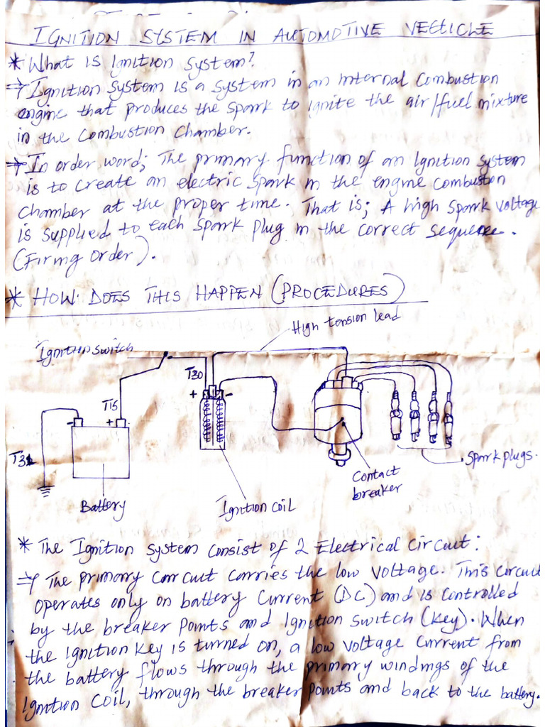 Ignition System Starting System Sensors Actuators and Electrical