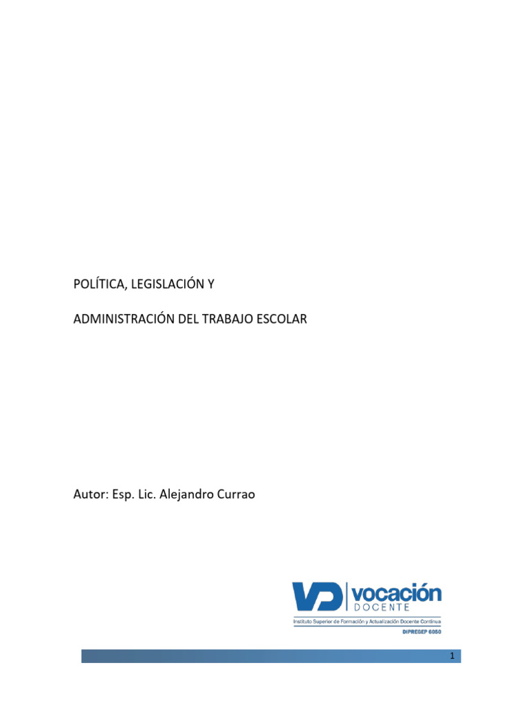M dulo pol tica legislaci n y administracion del trabajo escolar pdf