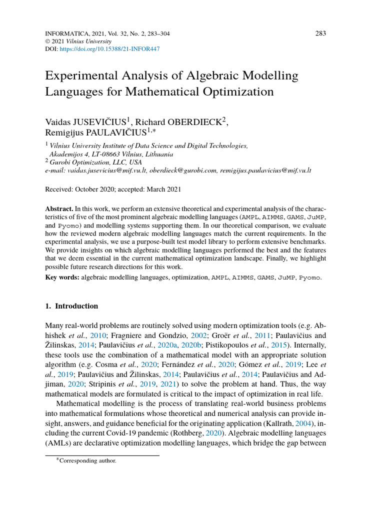 Analysis of Algebraic Modelling Languages | PDF | Mathematics ...