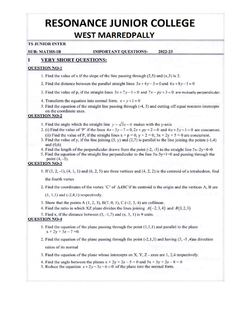 MAT-IB Important Questions | PDF